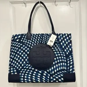 即発★TORY BURCH★ELLA PRINTED TOTE 145610_401 Navy Gingham s-l400.jpg